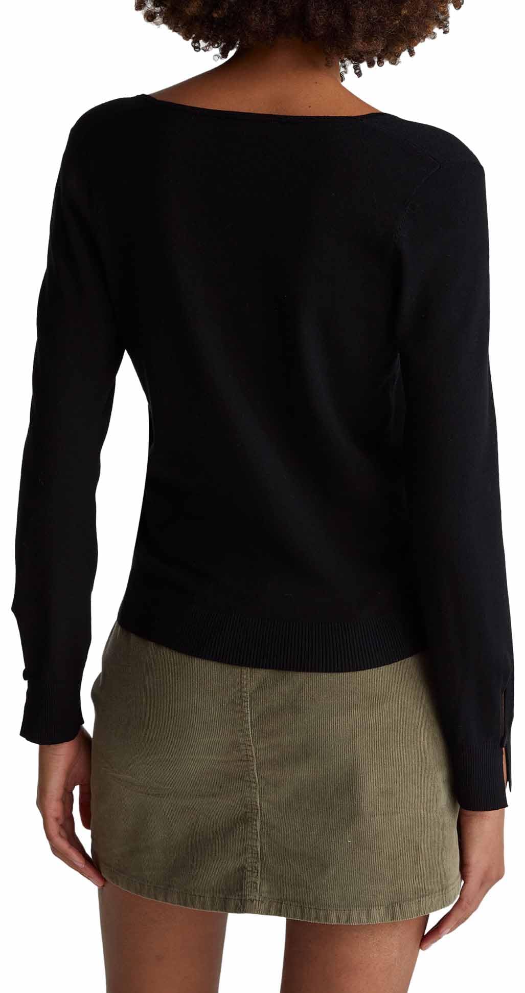Benetton Maglieria 1w2ad10e5 Maglione Nero scollo quadrato