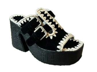 Mou SW721001A Sandalo Raffia Platform Nero