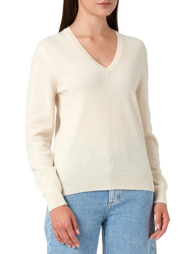 Benetton Maglia Scollo V 1002d4488 Maglione Donna manica lunga