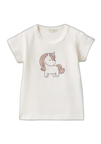 Benetton 3I1XA104K T-Shirt Bimbo Cotone Bianco Panna