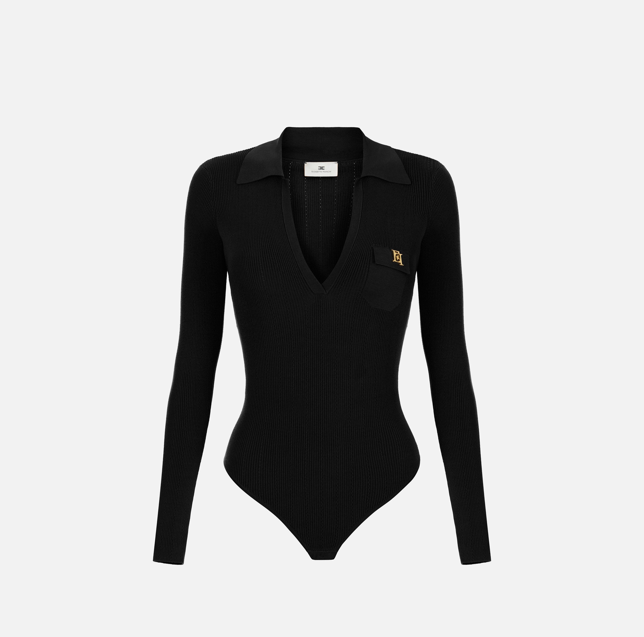 Elisabetta Franchi BK02B66E2 body nero a costine