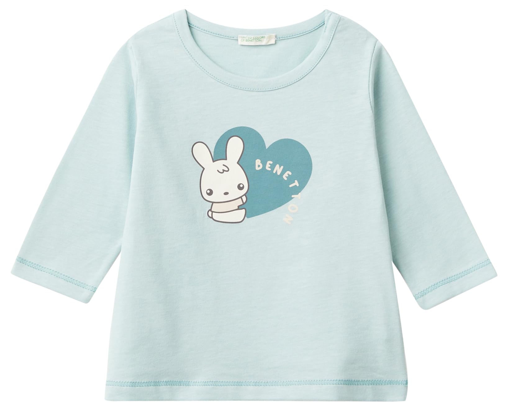 Benetton T-shirt bimbo manica lunga 74 bianco cotone