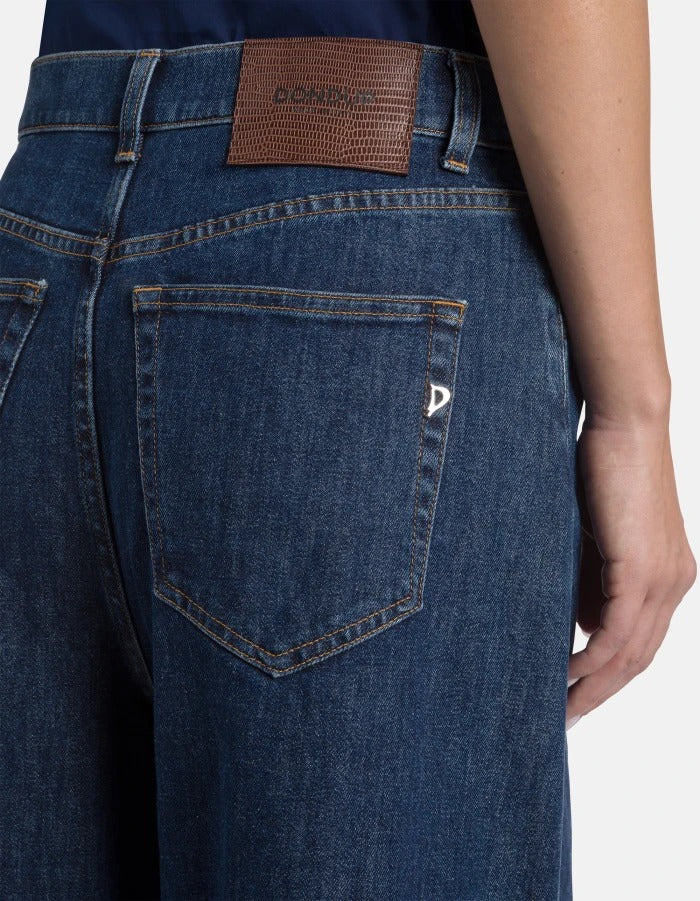 Dondup Maggie DP853 jeans wide leg blu cotone stretch