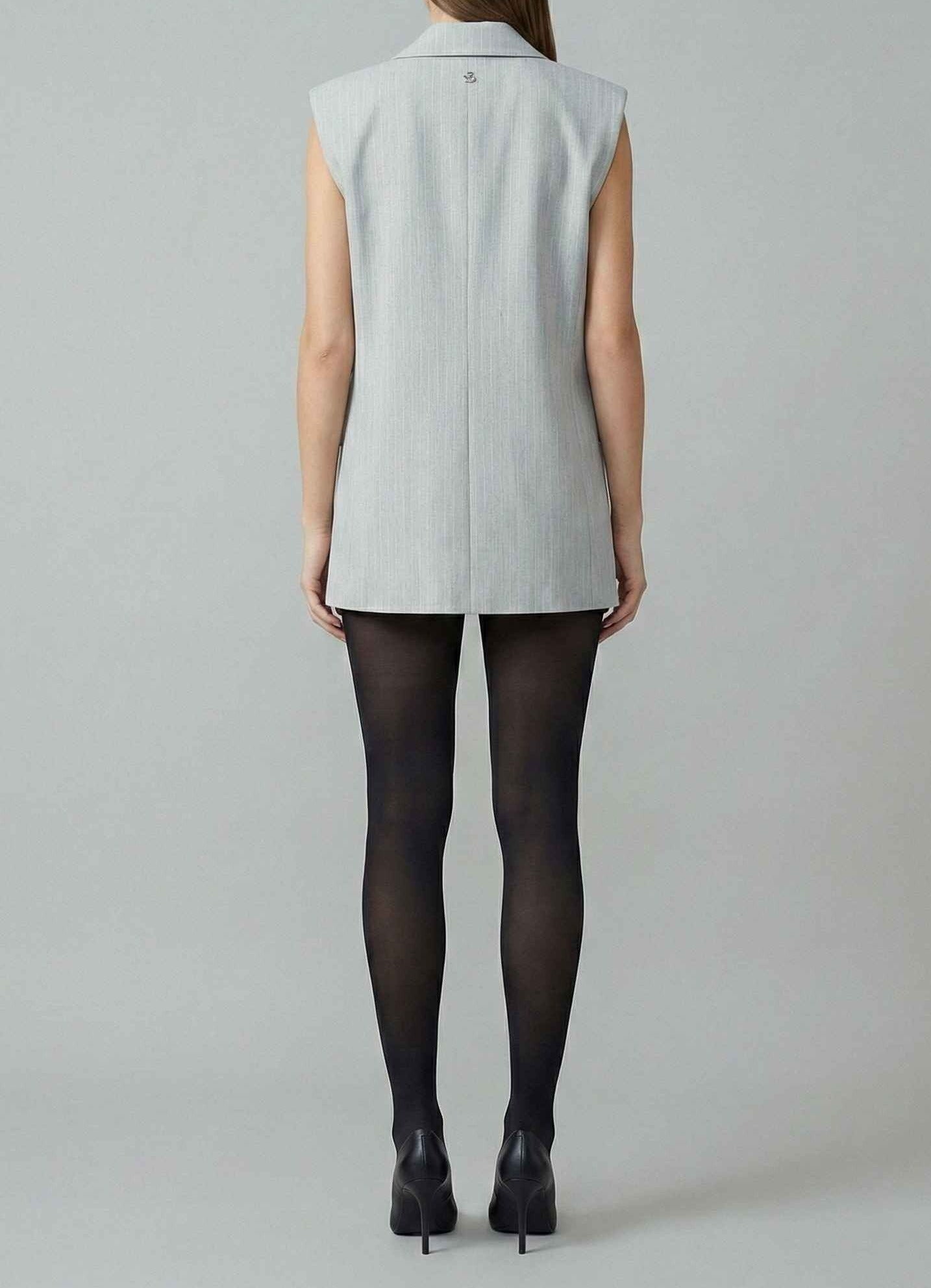 GAELLE PARIS GAABW09810 Gilet Donna Grigio Gessato Monopetto