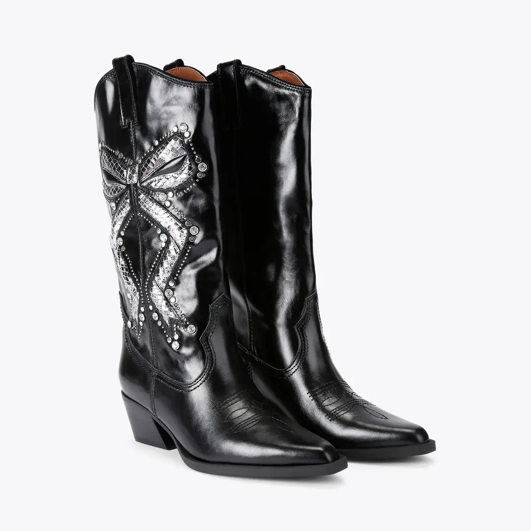 Kurt Geiger Rodeo Bow 5857800109 stivale nero pelle tacco 5 cm