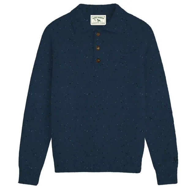 MC2 Saint Barth Alfie Raglan Donegal 00044M polo lana Night Blue uomo