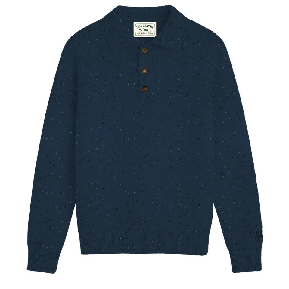 MC2 Saint Barth Alfie Raglan Donegal 00044M polo lana Night Blue uomo
