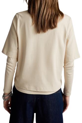 Benetton 3BL0E17G5 T-Shirt Donna Beige XS Boxy