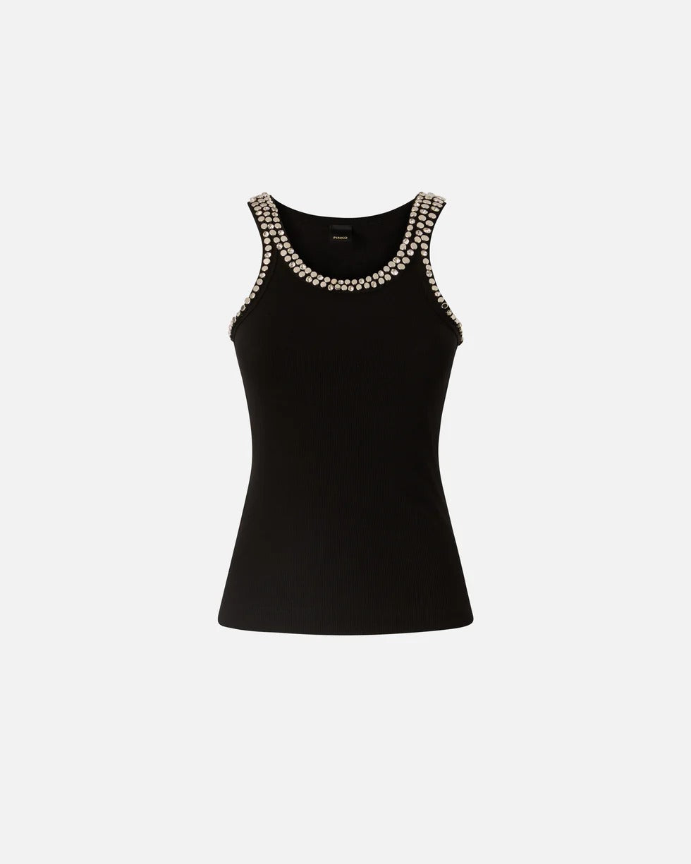 Pinko 104109 A35Y Canotta Donna Nero Coriandoli
