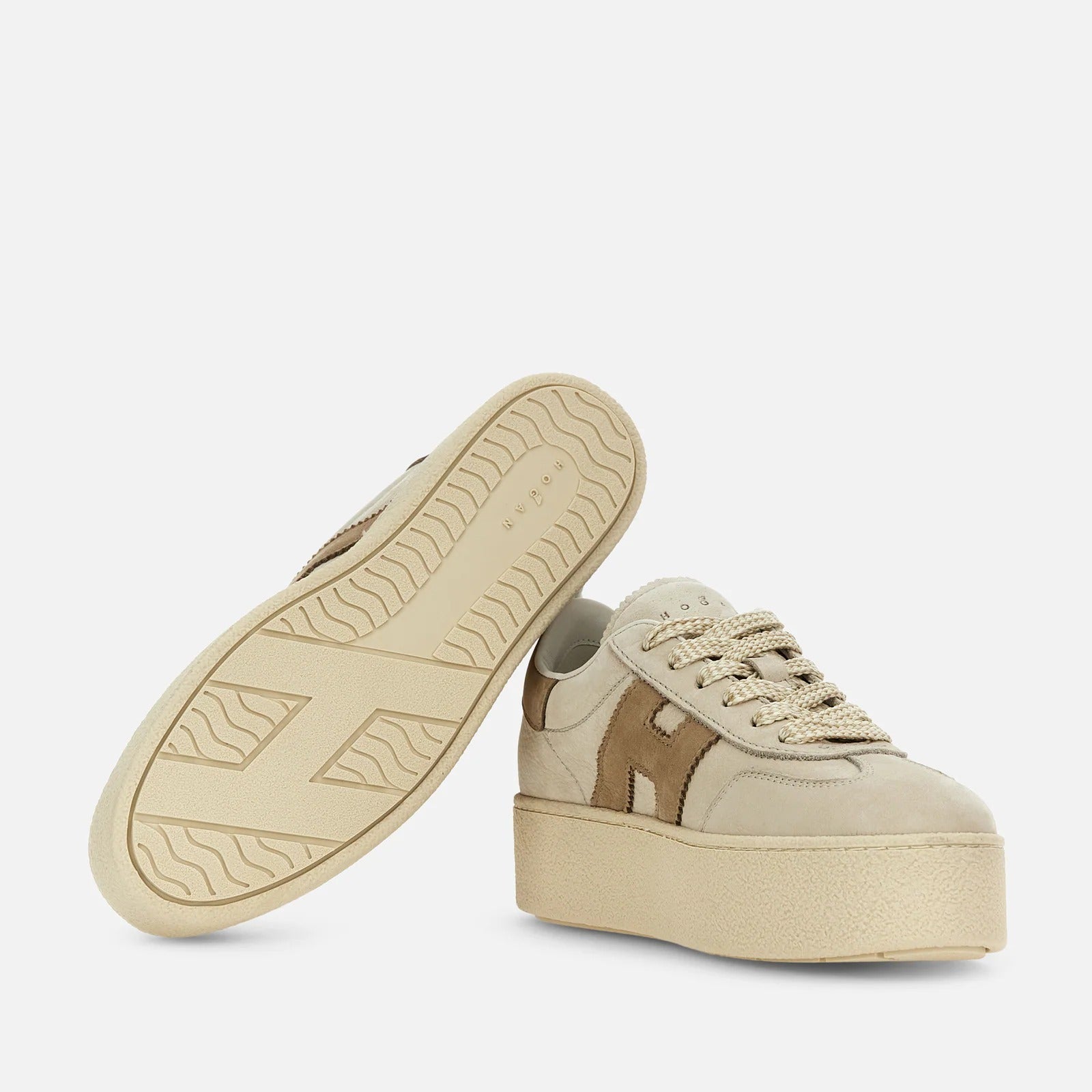 Hogan Cool H698 sneaker donna beige nabuk platform