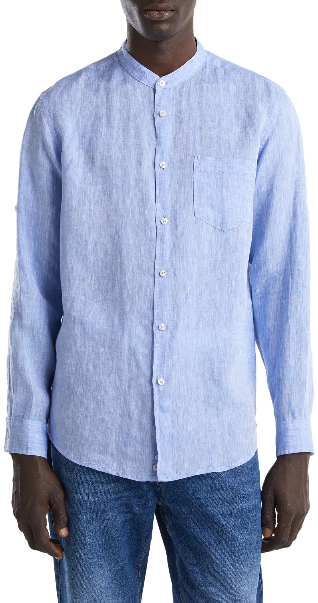Benetton Camicia Lino Donna Collo Coreana