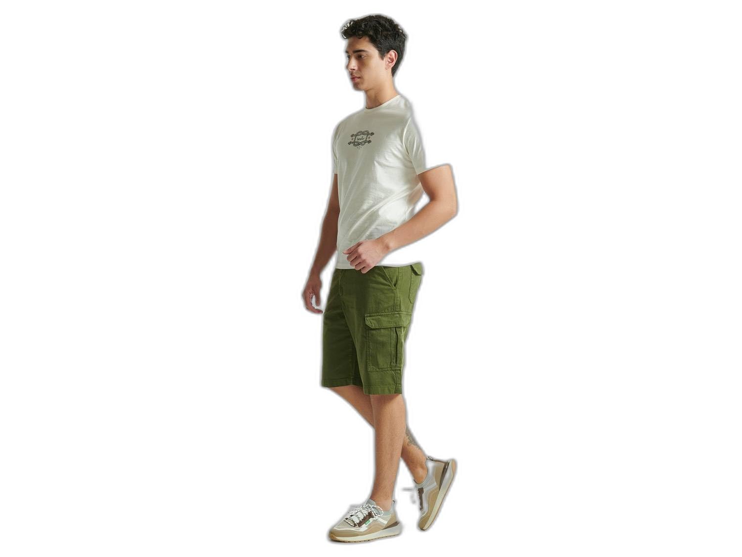Benetton Pantaloncini Uomo Blu in Cotone Lino Worker