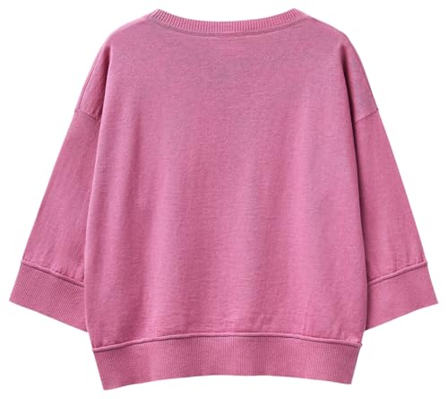 Benetton Maglieria Maglione Donna girocollo boxy manica 3/4
