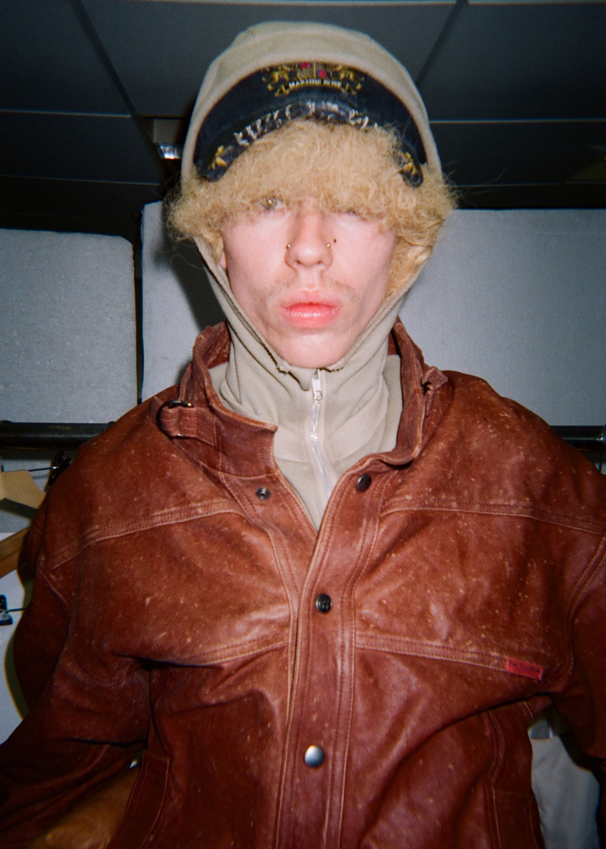 Martine Rose Cut Peak Cappellino Hood Black Washed Sage