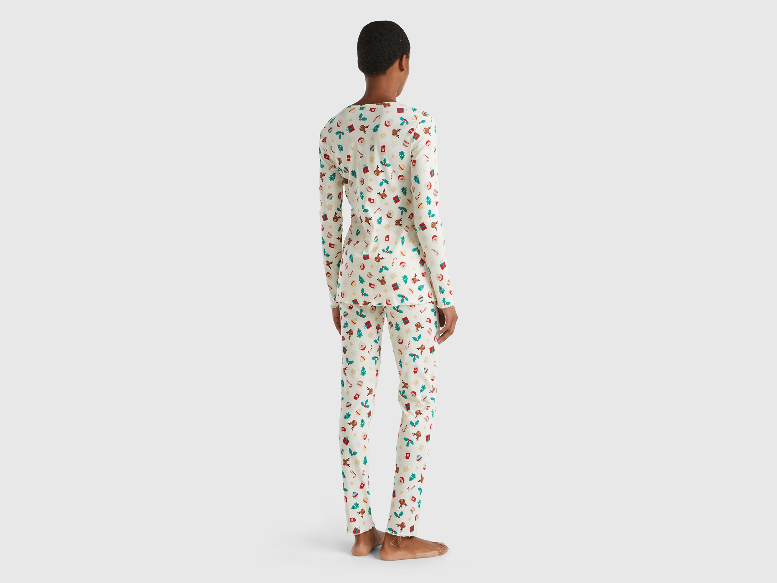 Benetton 3sup3p03n Set Pigiama Donna Taglia L Costina
