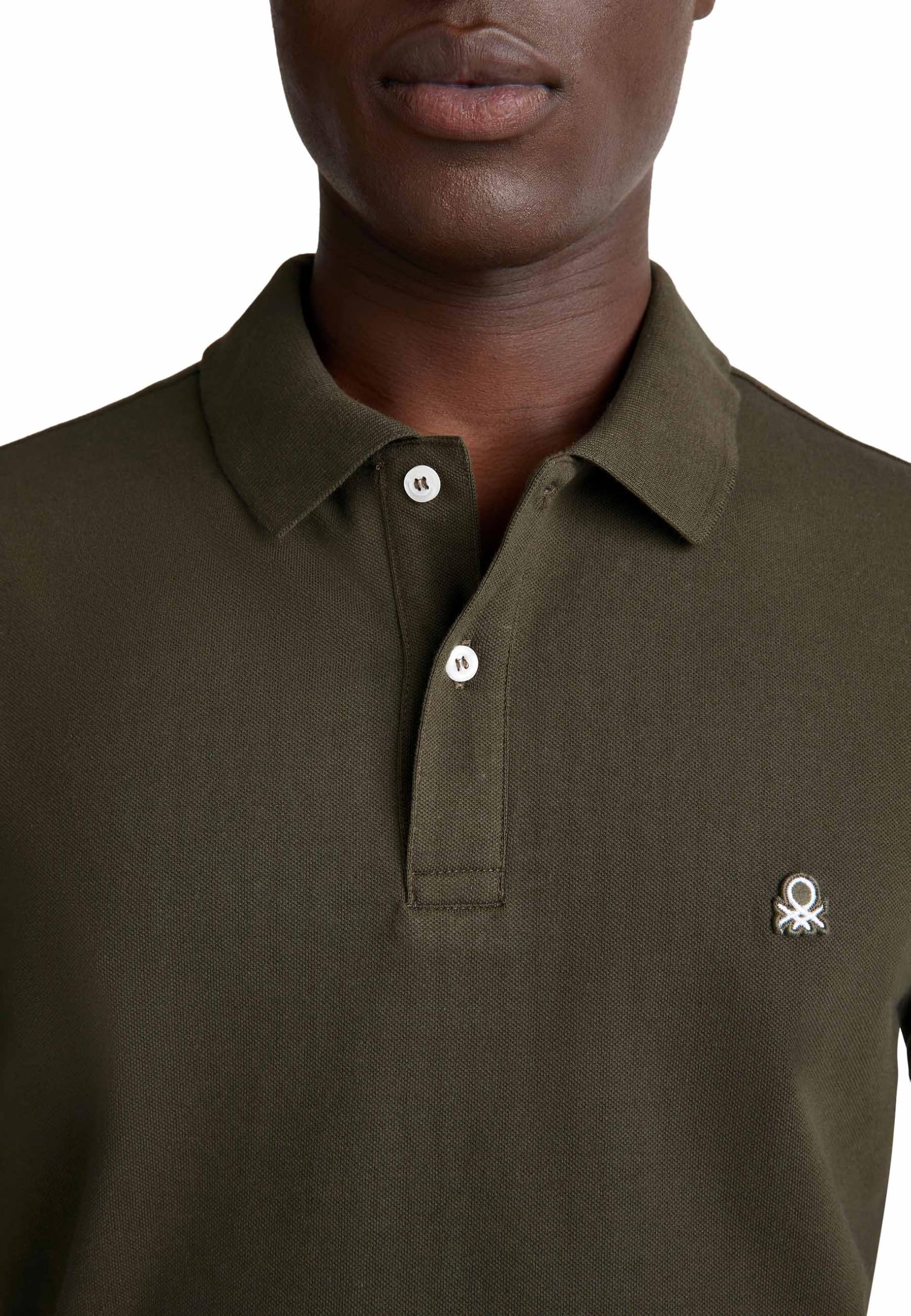 Benetton Polo M/M Maglia Polo Slim Patch Logo Cuore
