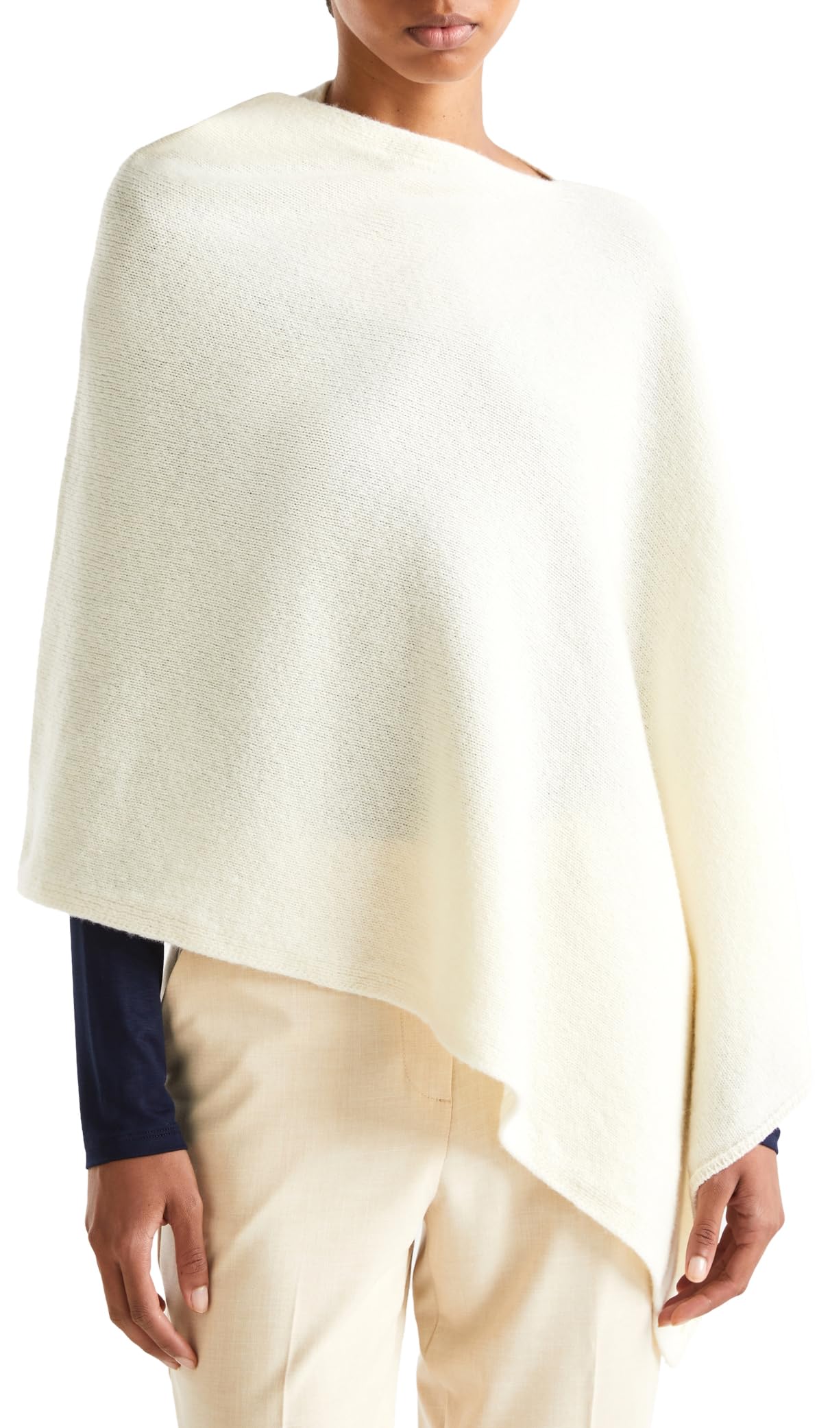 Benetton Mantella Donna 100% Lana Shetland Filato Italiano