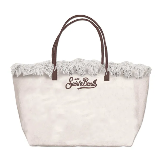 MC2 Saint Barth City Bag Fringe borsa donna bianca canvas