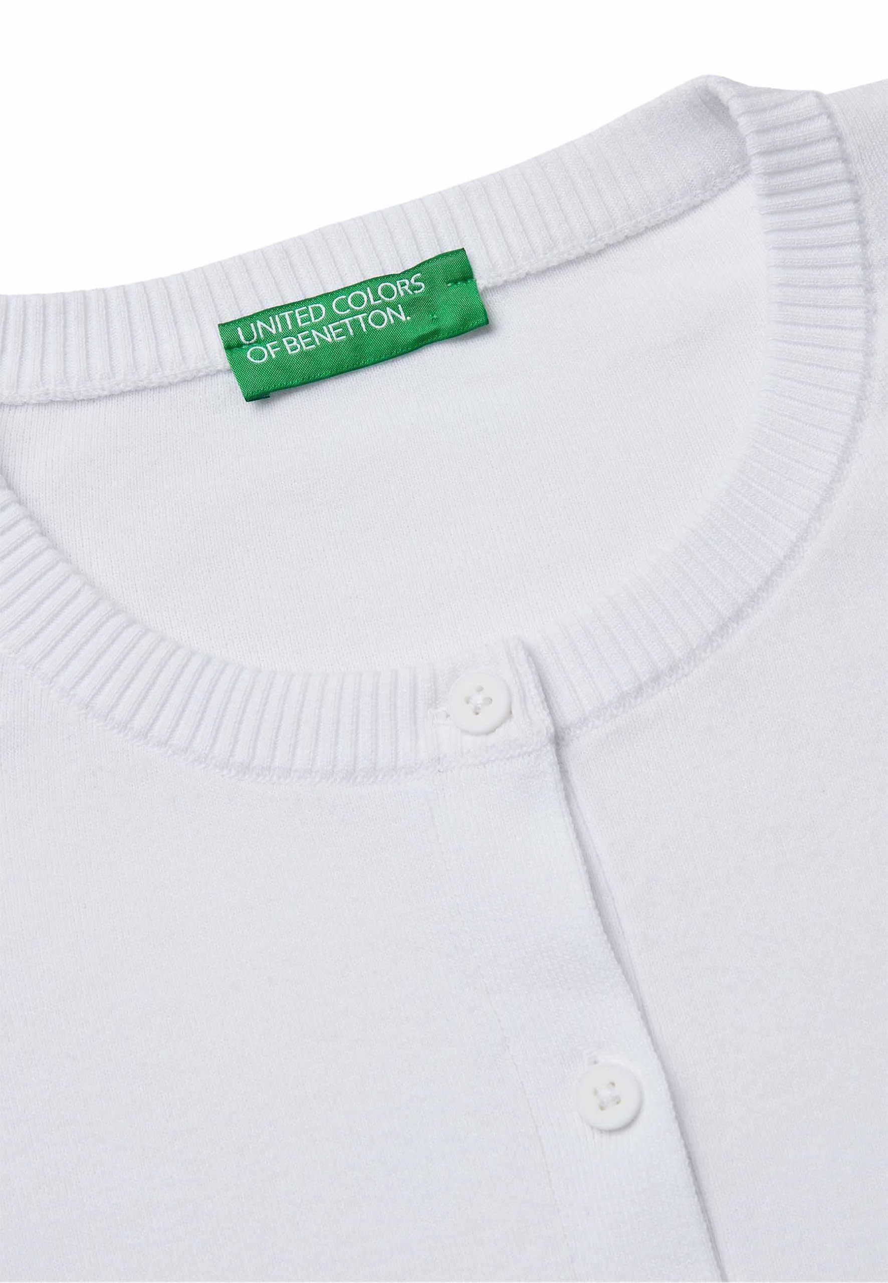 Benetton Maglieria 1C19D502P Cardigan Donna Bianco XXS