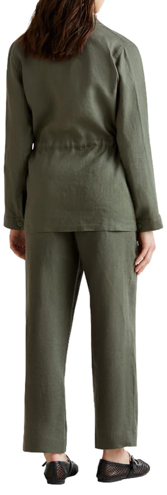Benetton 4AGHDF08J Pantalone Donna Lino Verde