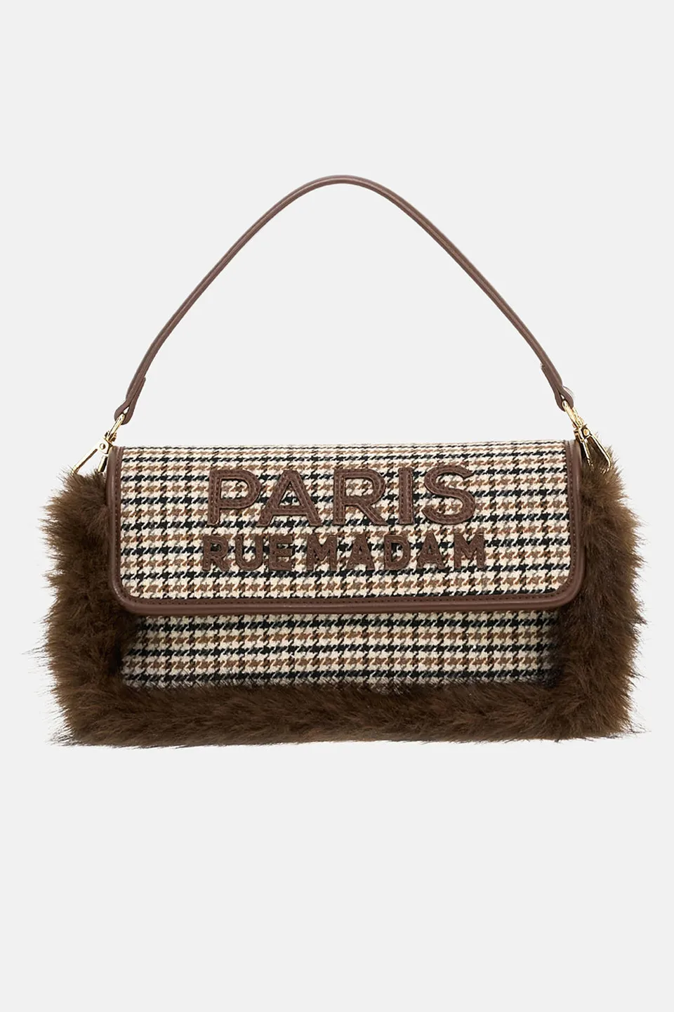 Rue Madam Megeve 1628 borsa pied de poule spalla