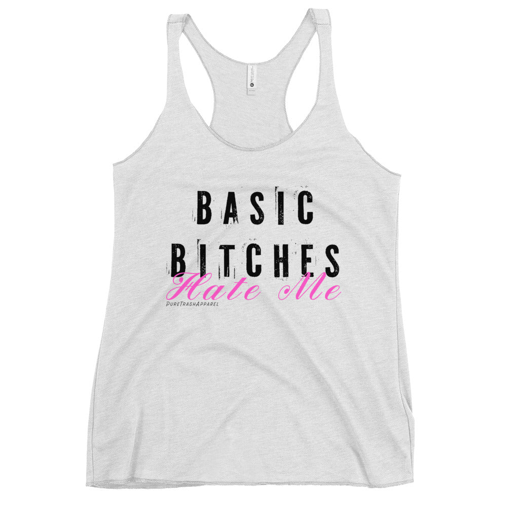 Pure Trash Basic Bitches Hate Me canottiera donna nera aderente