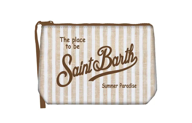 MC2 Saint Barth Aline pochette Stripes Beige lino 20cm
