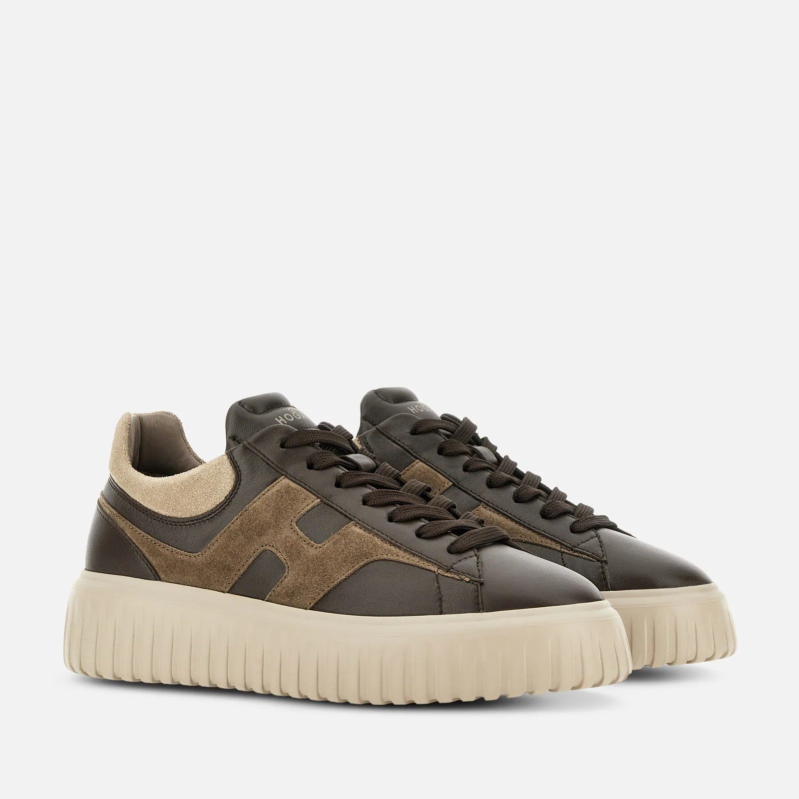 Hogan H-Stripes HXM6450FE91N1 sneaker uomo marrone nappa