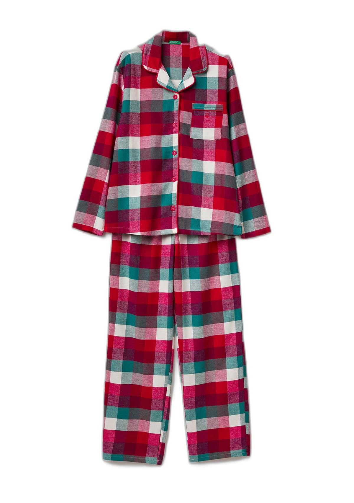 Benetton 40ep3p00w Pigiama Donna Flanella Multicolor XXS