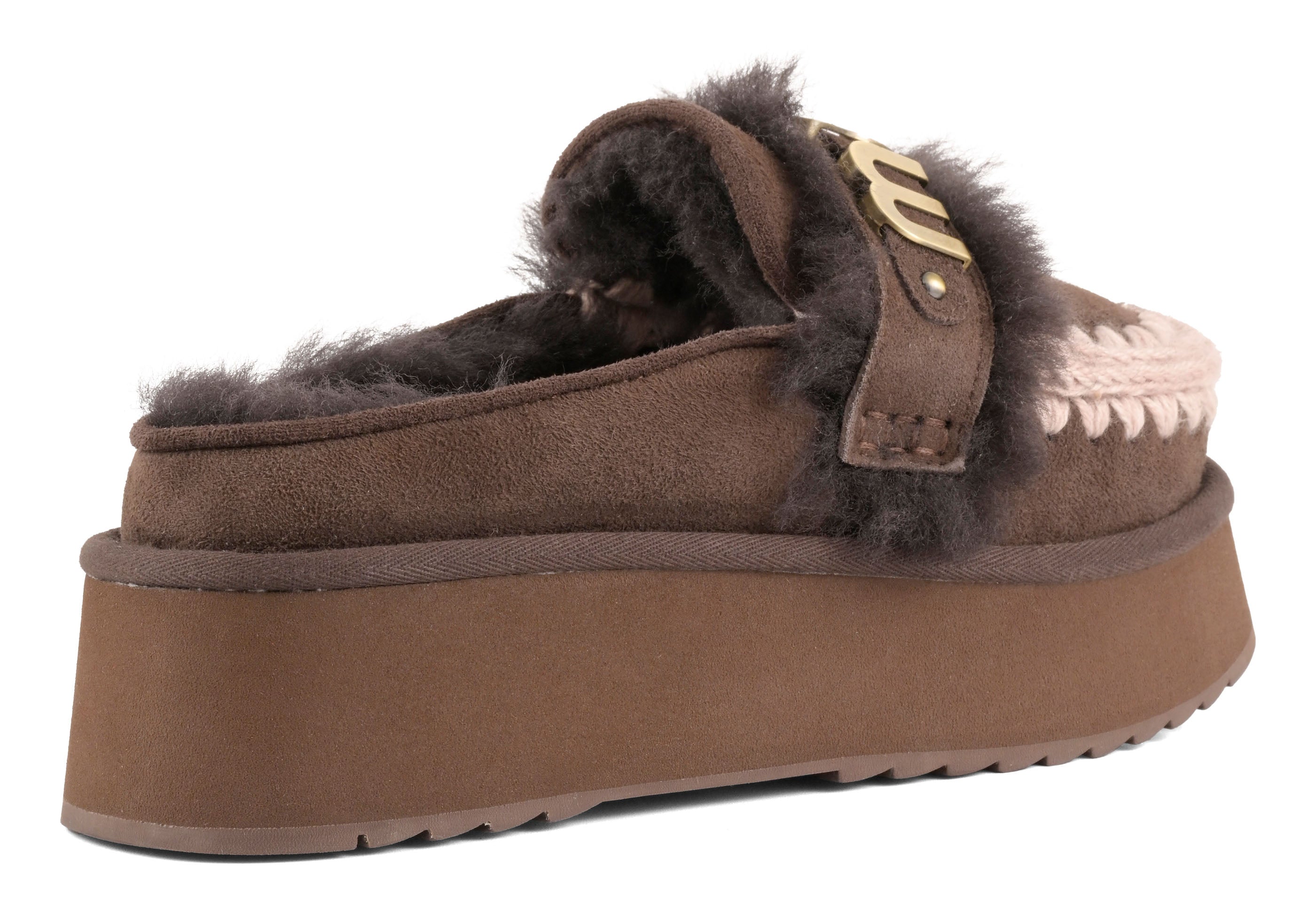 Mou Platform Clog FW681006A ciabatta mocha scamosciata