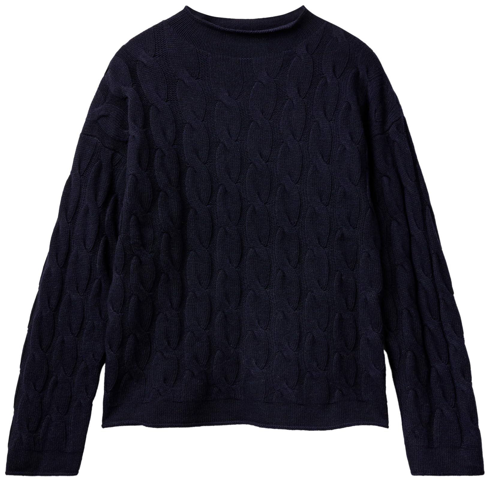 Benetton Maglieria 1335d2467 Lupetto Donna Treccia Nero