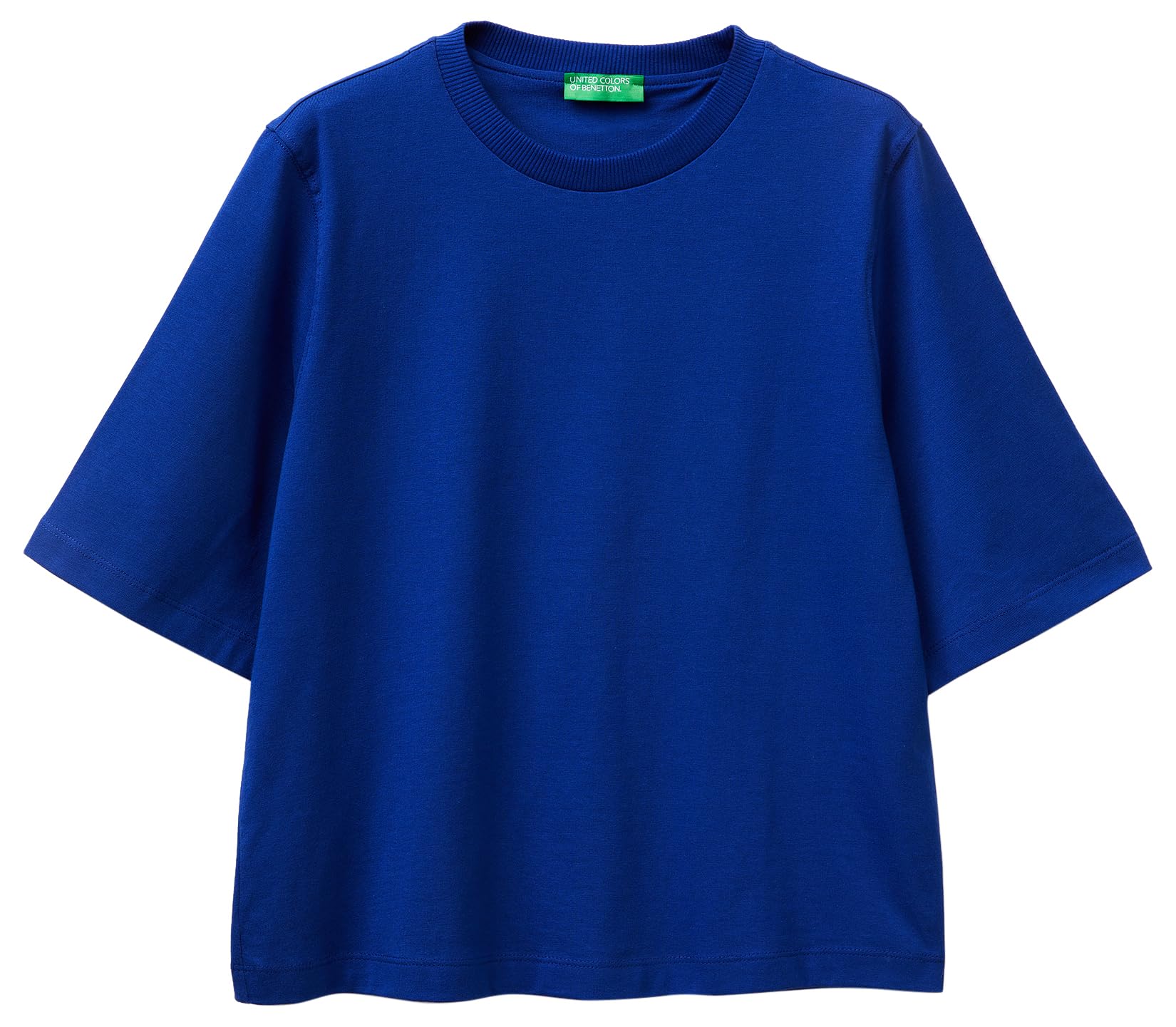 Benetton 3BL0E17G5 T-Shirt Donna Blu XS Boxy