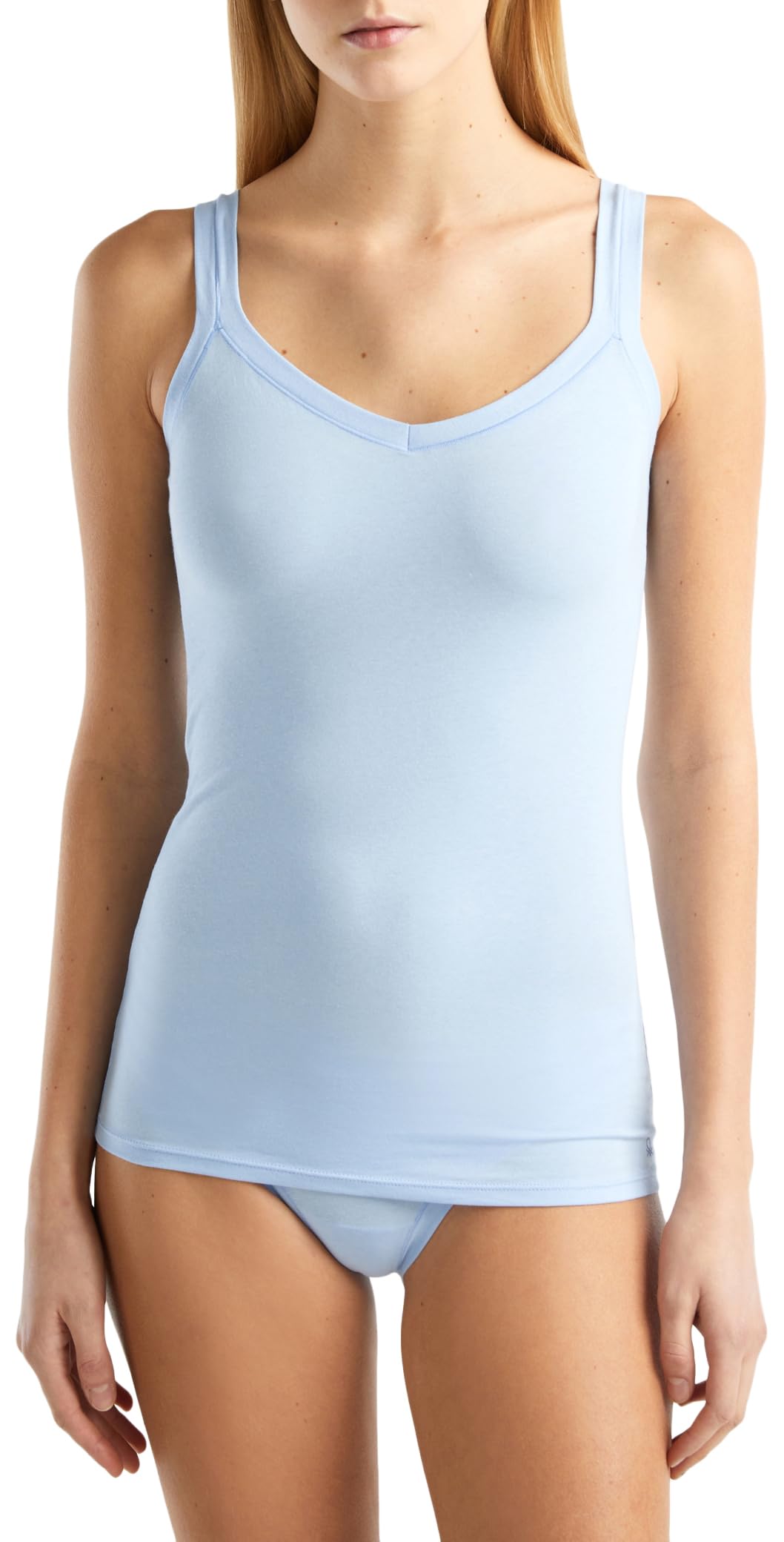 Benetton canottiera donna celeste 2k3 cotone