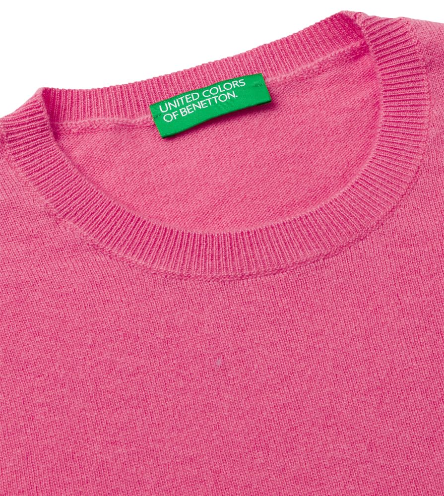 Benetton Maglieria Maglione Girocollo Lana Merino Manica Lunga