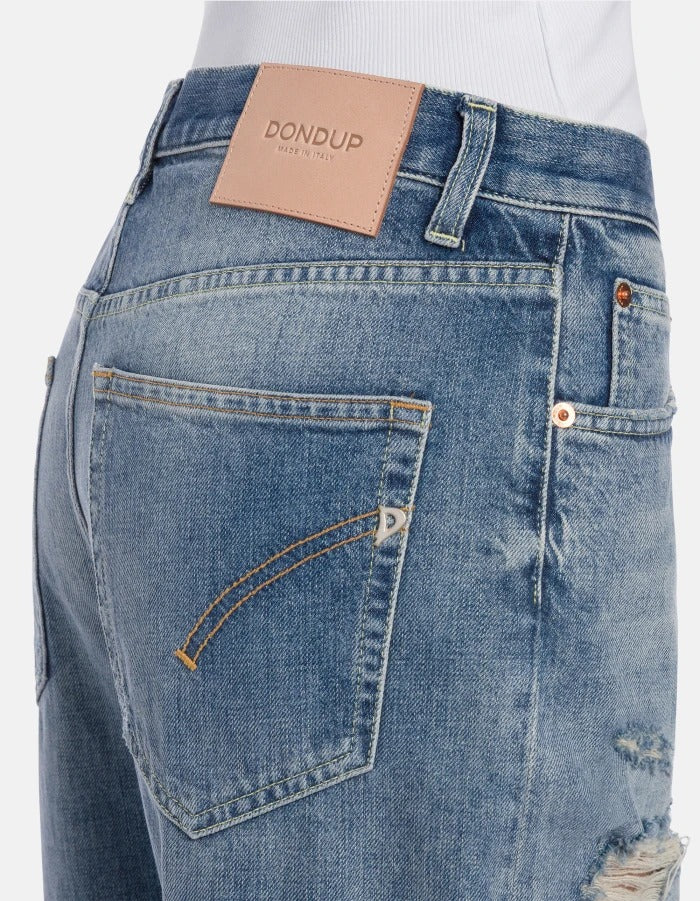 Dondup Francine DP777 Jeans donna Blu wide leg