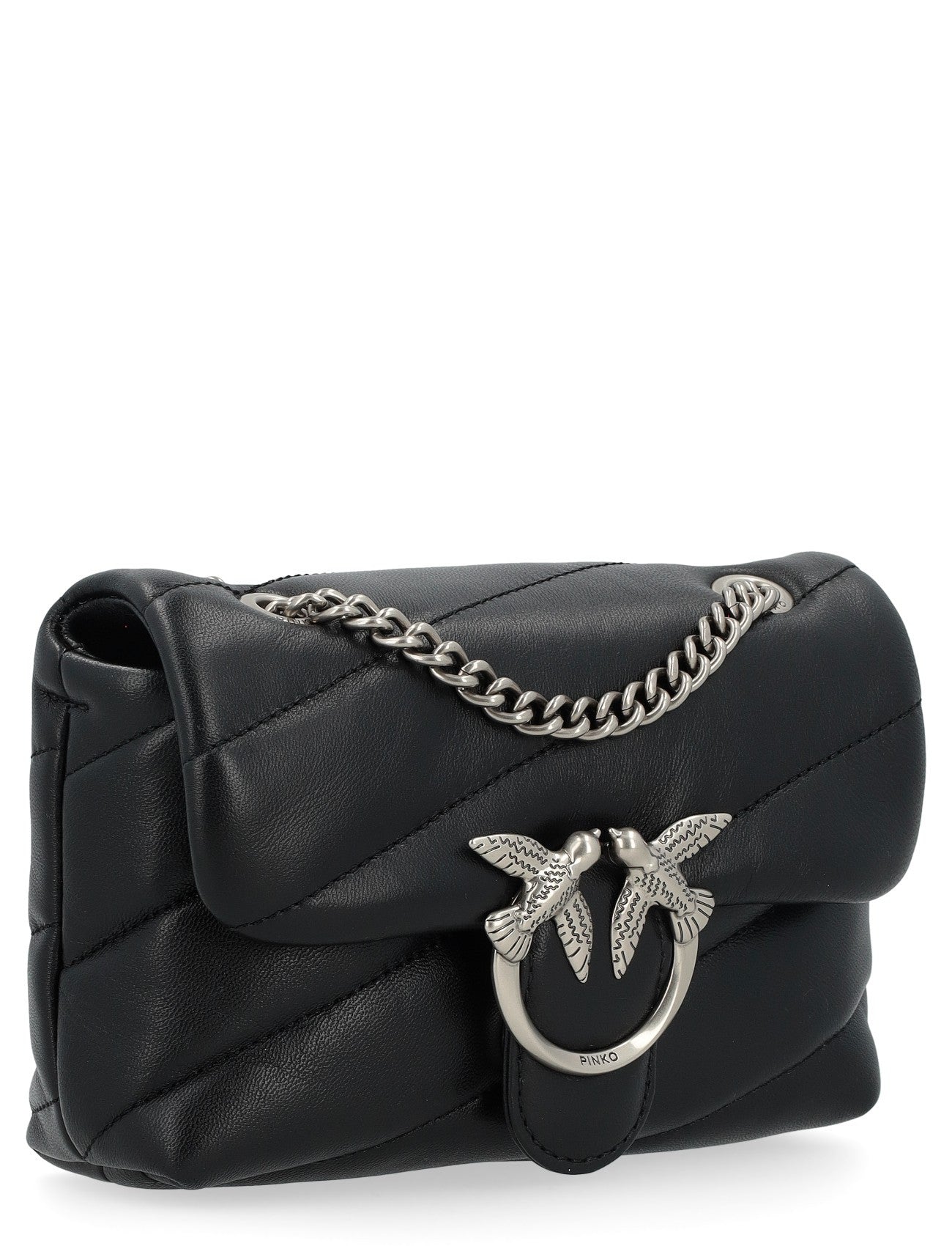 Pinko Love Puff Baby borsa nero old silver trapuntata