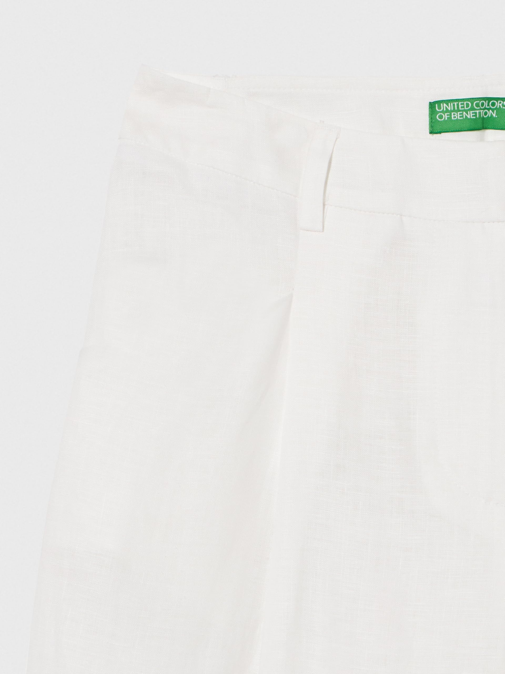 Benetton 4AGHDF05W Pantaloni Donna Lino Vita Regular