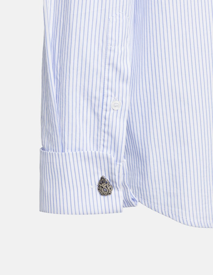 Dondup DC524T EF0178D camicia celeste righe cotone over