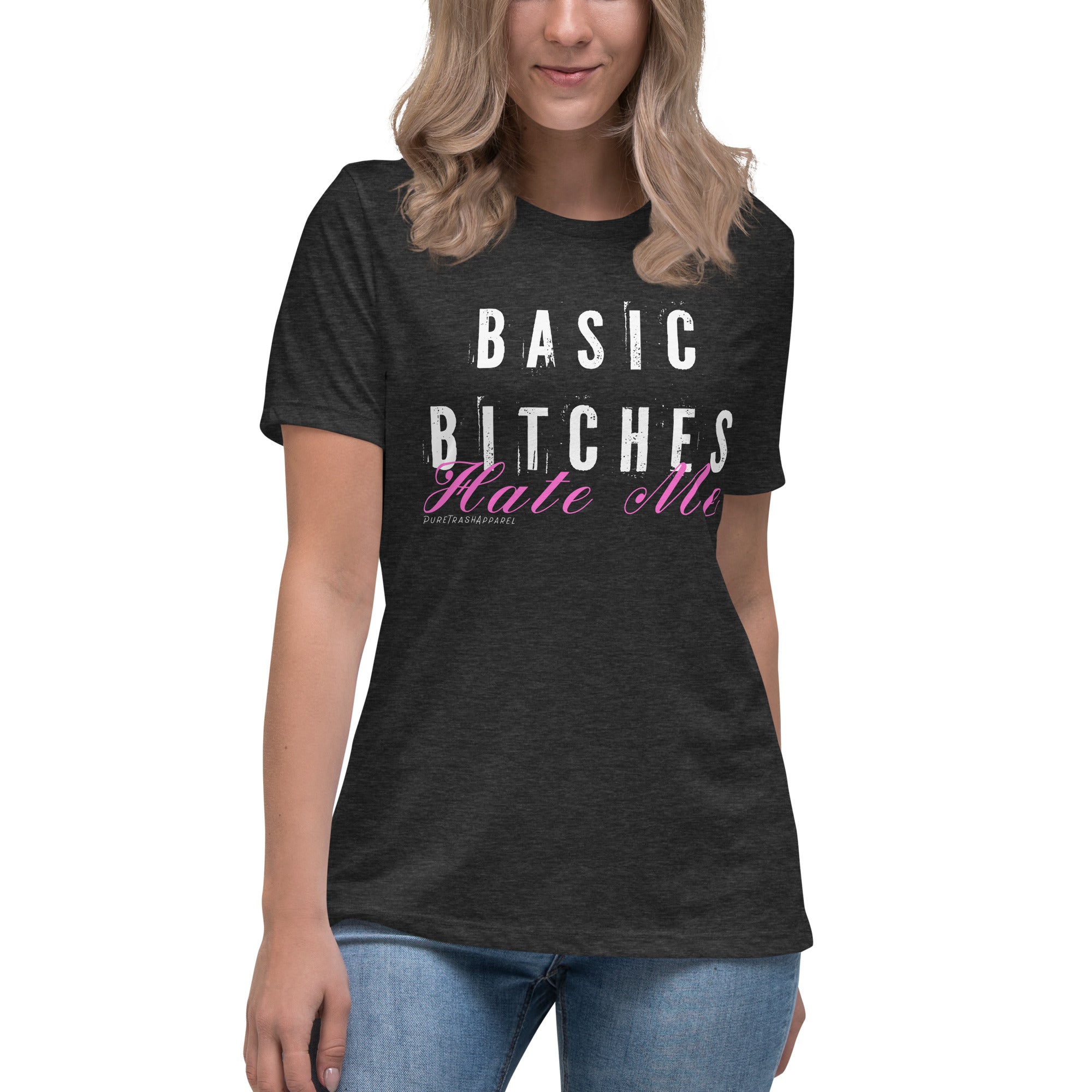 Pure Trash Basic Bitches Hate Me maglietta donna nera cotone