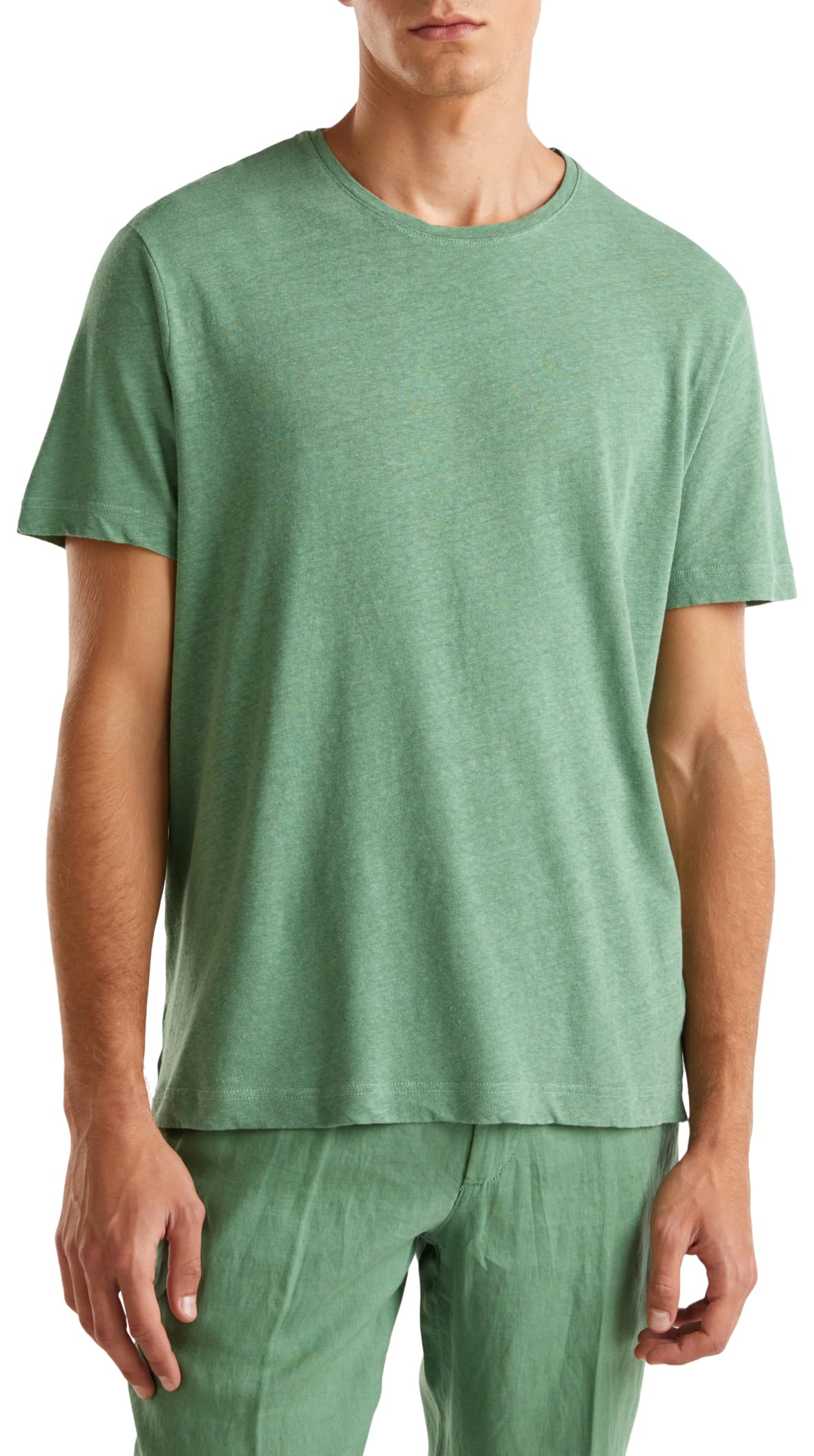 Benetton 39ivu104i T-Shirt Uomo Misto Lino Regular