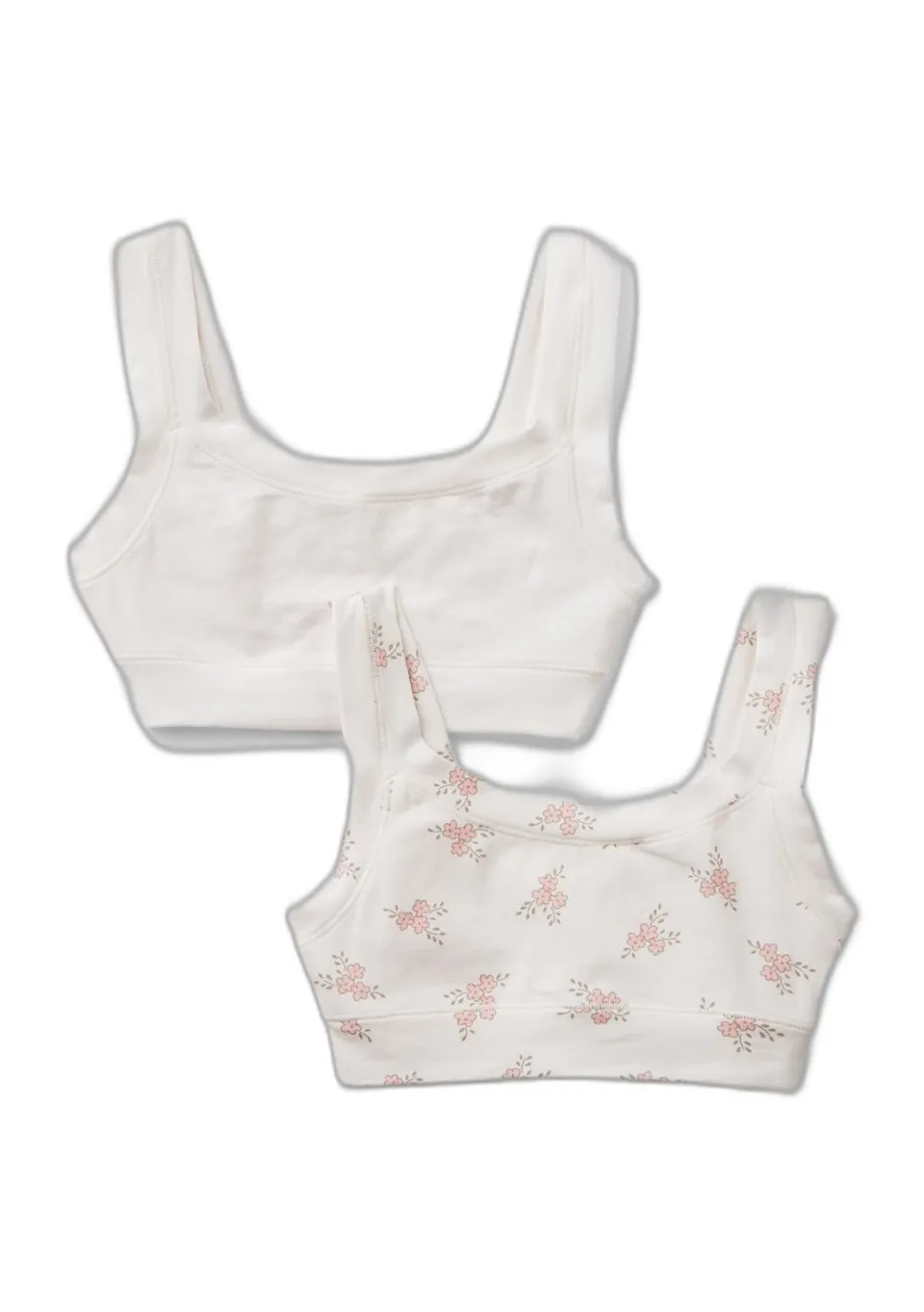 Benetton Brassiere Top Bambina Panna 2 Pezzi Cotone