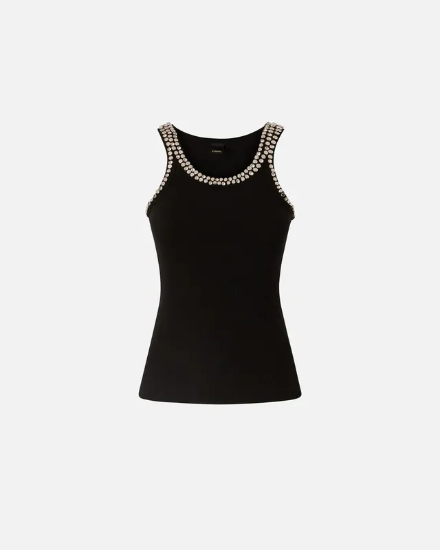 Pinko 104109 A35Y Canotta Donna Nero Coriandoli