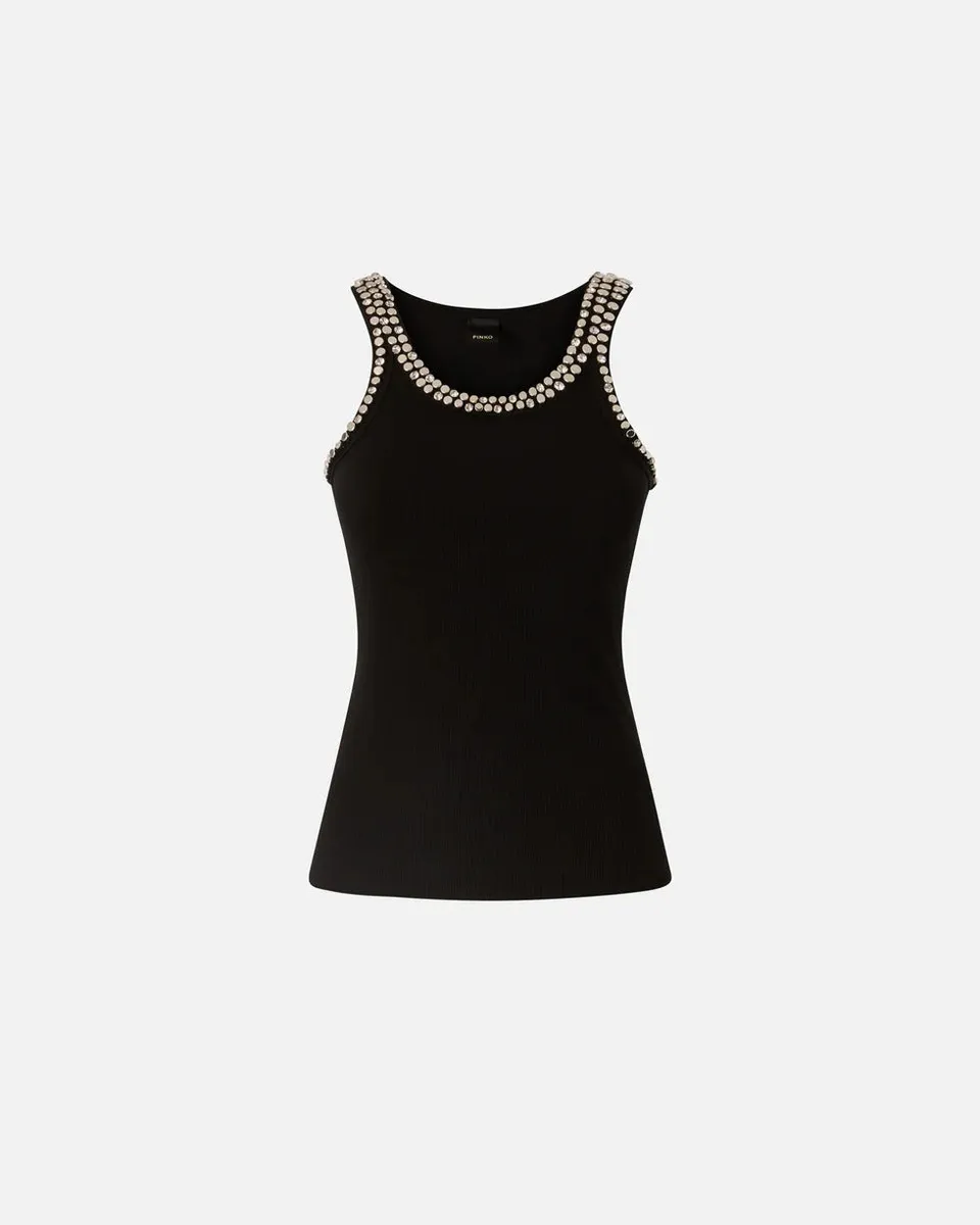 Pinko 104109 A35Y Canotta Donna Nero Coriandoli