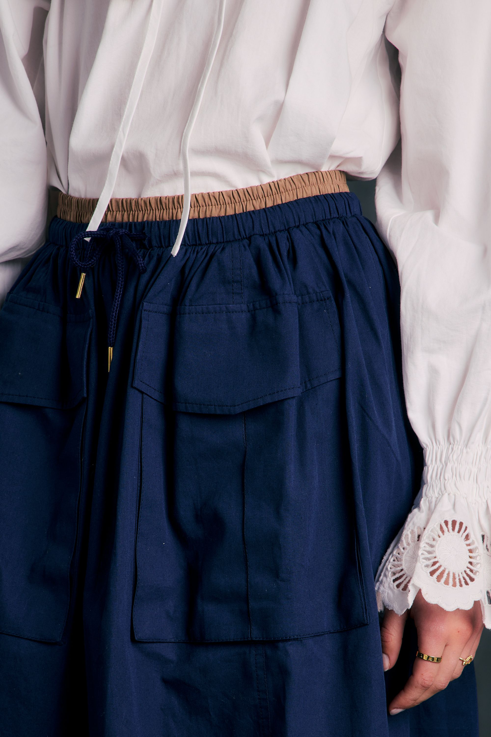 Karen Walker League Skirt gonna midi cotone navy US4/UK8