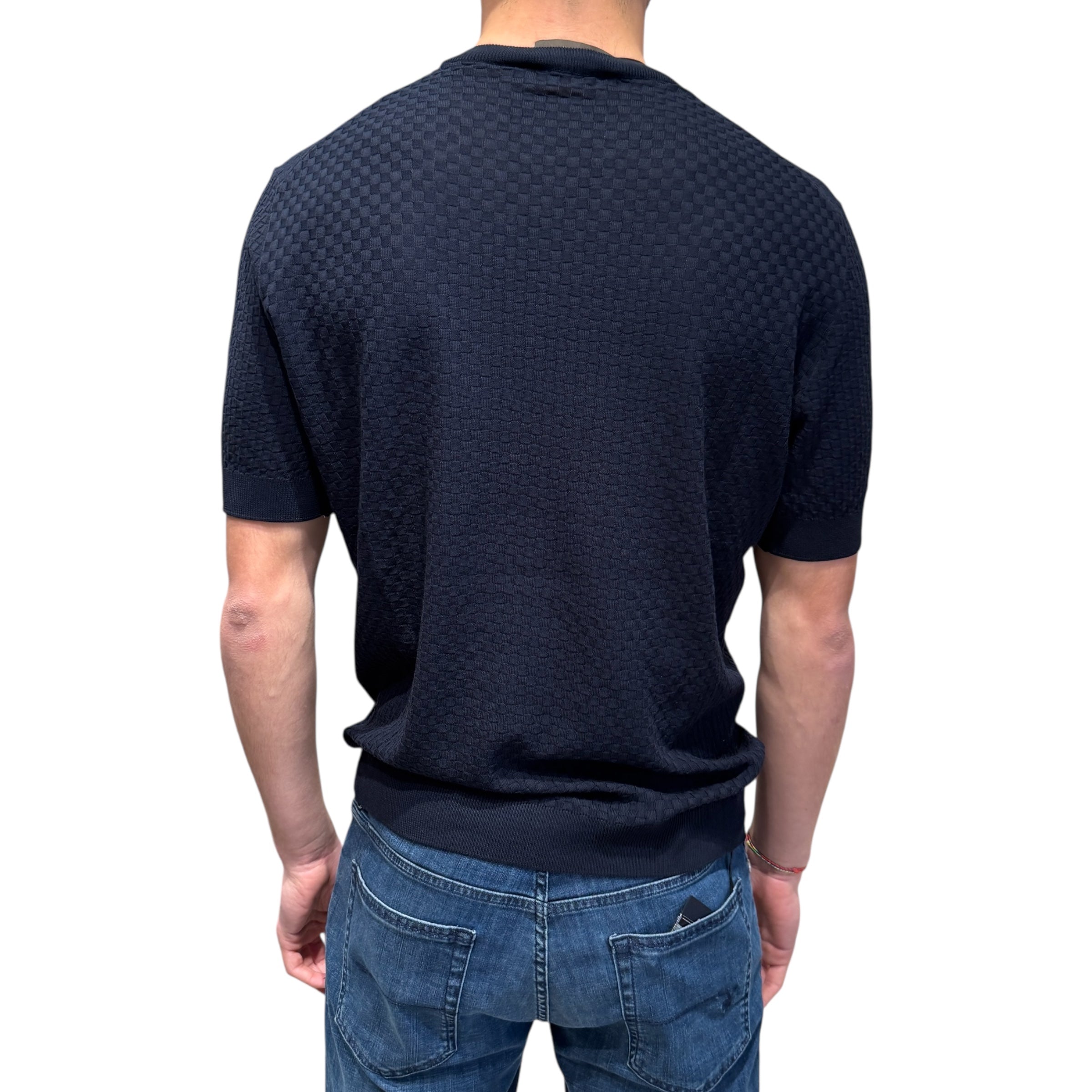 Filippo De Laurentiis CR14Q GC1MC maglia navy cotone