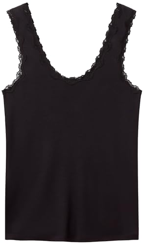 Benetton canottiera donna nera in pizzo spalla larga