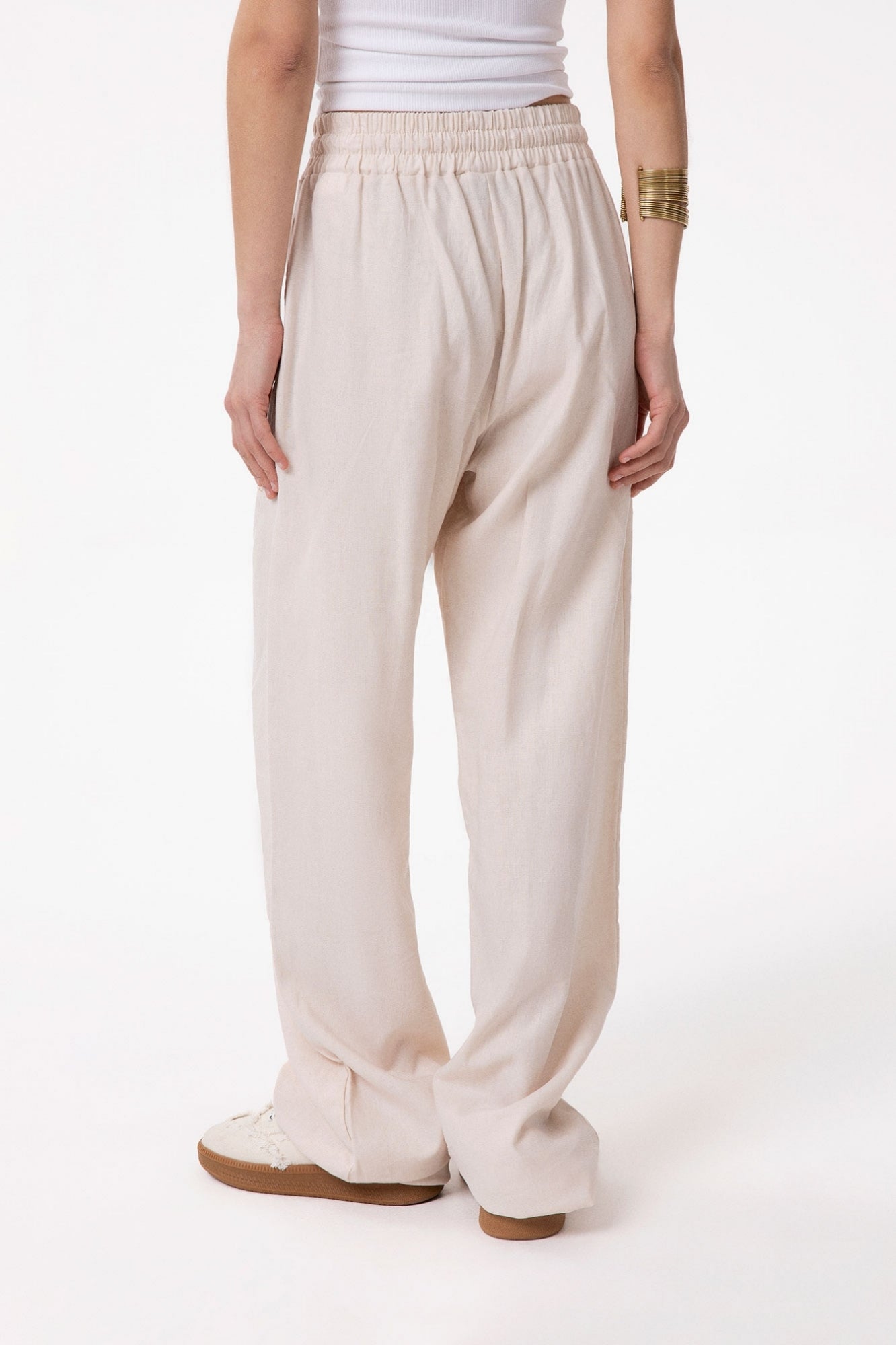 Gaelle Paris GAABW10026 Pantalone Donna Avorio Lino