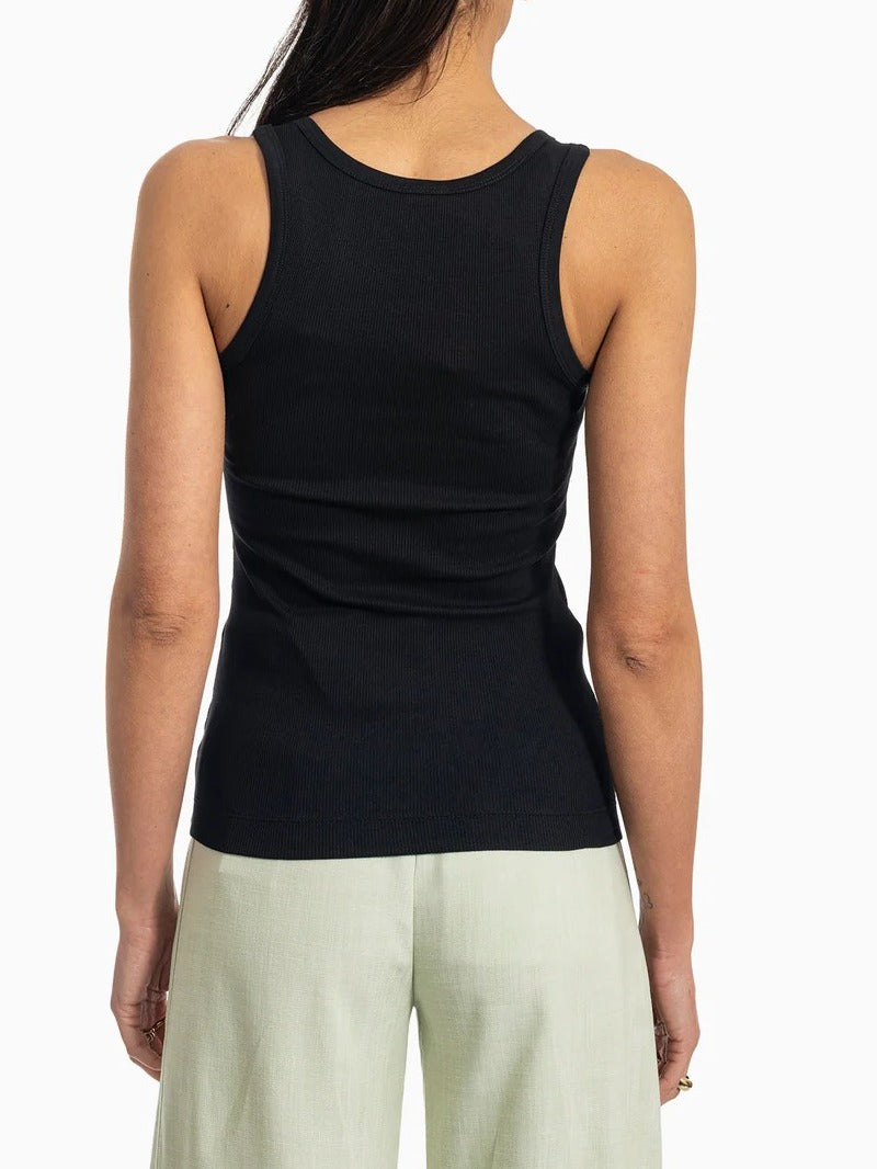 Pinko 100807 A338 Canotta Cotone Nero Costine