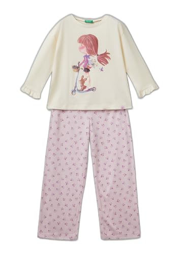 Benetton 3y5e0p08b Pigiama Bambina Jersey Taglia XS