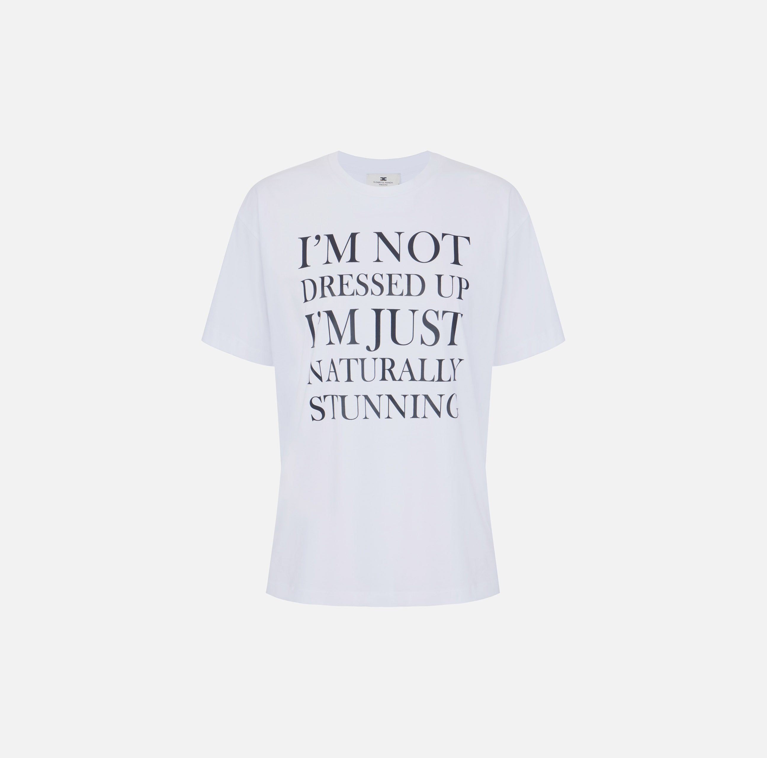 Elisabetta Franchi MA03A66E2 T-Shirt Gesso Stampa Cotone